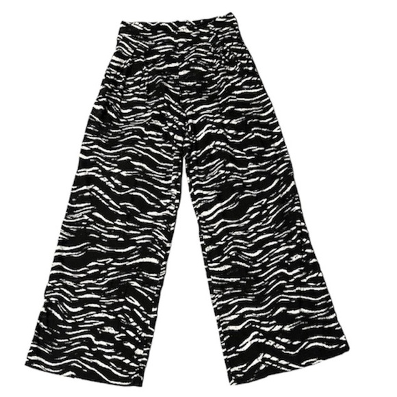 🌺 INC Wide Leg Black and White Animal Print Palazzo Pants Women’s Size 6 - Picture 1 of 5